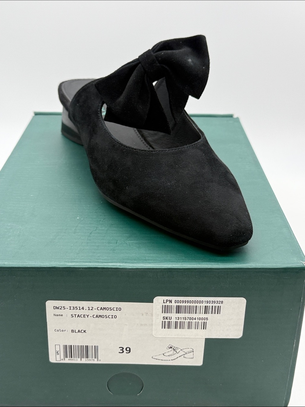 Stacey Suede Bow Backless Flat - Black